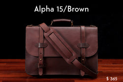 home, cravar alpha 15 leather briefcase brown