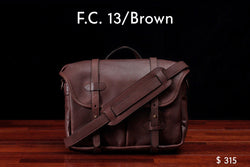 home, cravar f.c. 13 leather messenger field bag brown