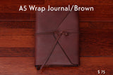 home, cravar leather journal a5 wrap brown