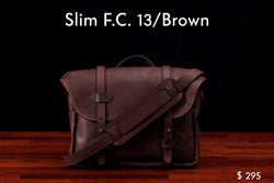 home, cravar slim f.c. 13 leather messenger field bag brown