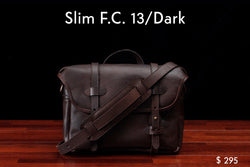home, cravar slim f.c. 13 leather messenger field bag dark