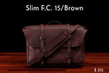 home, cravar slim f.c. 15 leather messenger field bag brown