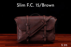 home, cravar slim f.c. 15 leather messenger field bag brown