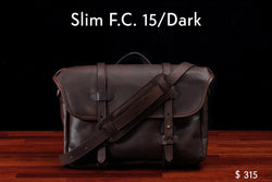 home, cravar slim f.c. 15 leather messenger field bag dark